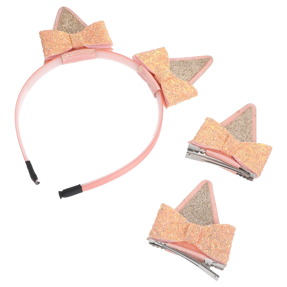 1 Set Cute Headband Cat Ears Bow Headband Kids Headband Cute Hair Clip for Party