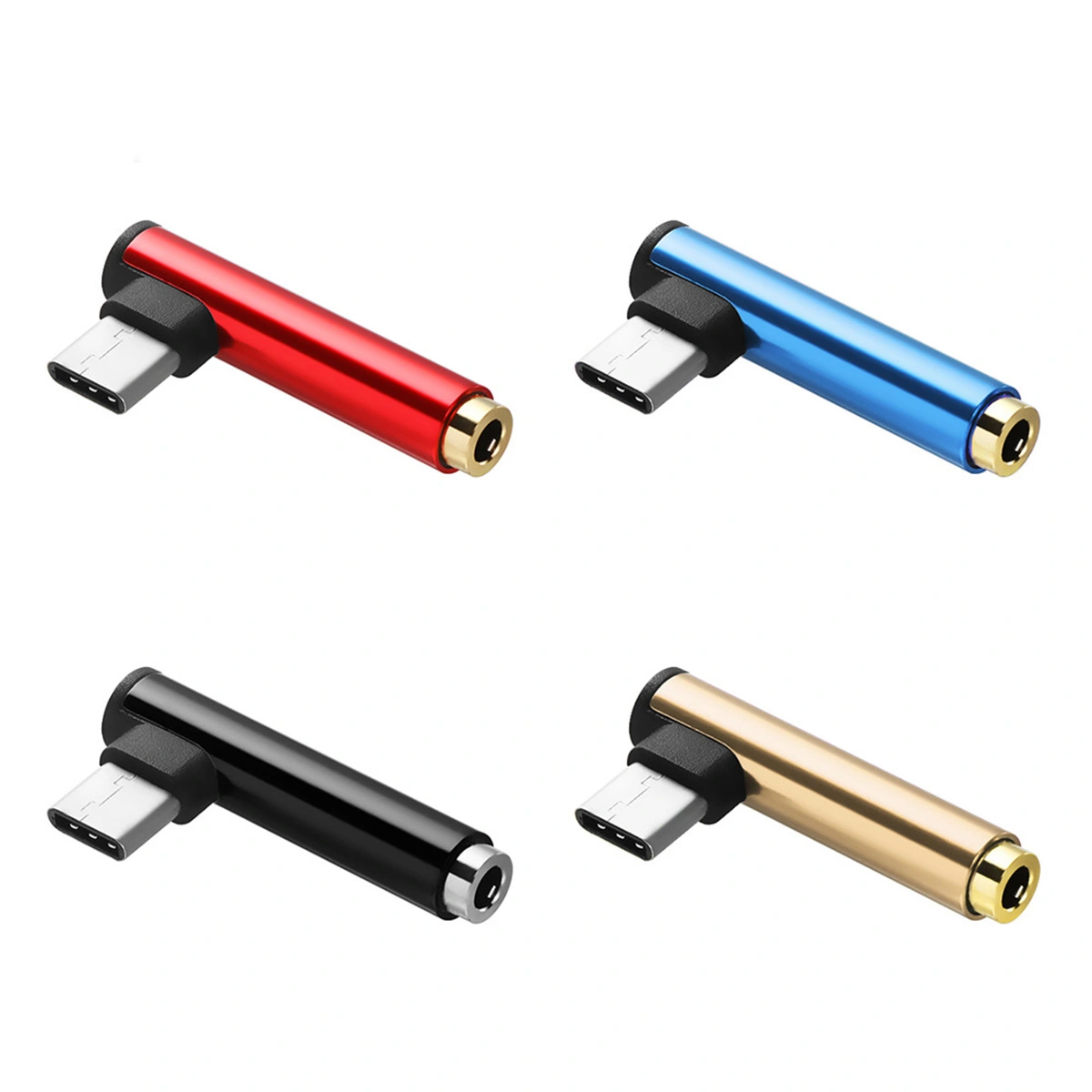 3 Pcs Type-C Earphone Adapter Type C male to 3.5mm Female Audio Stereo Earphone Converter (Red/ Gold/ Black)