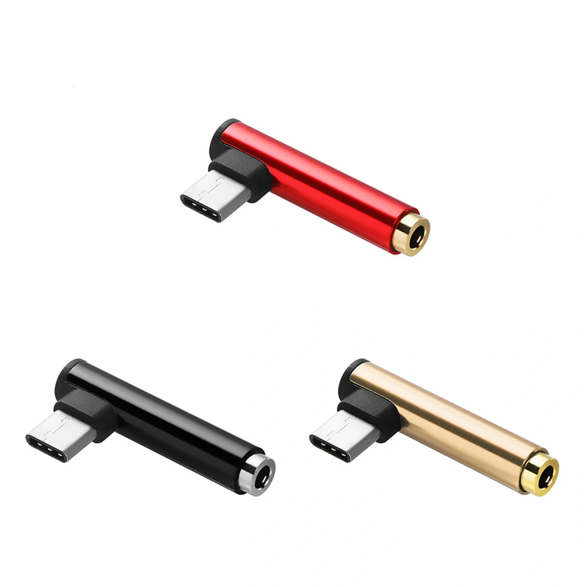 3 Pcs Type-C Earphone Adapter Type C male to 3.5mm Female Audio Stereo Earphone Converter (Red/ Gold/ Black)