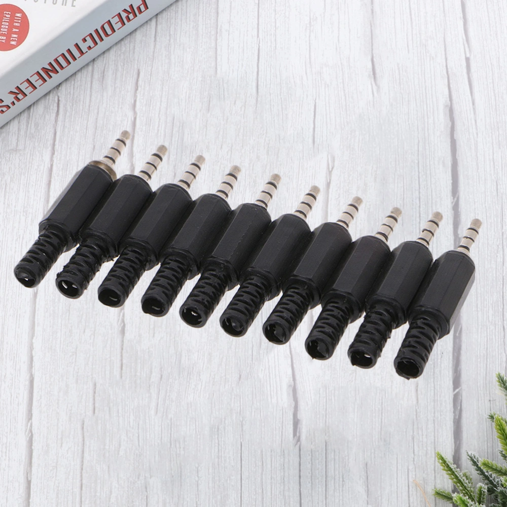 10pcs 3.5mm Replacement Repair Plug Jack 4 Pole 3 Rings Stereo Male Plug 3.5mm Solder Type DIY Audio Cable Connector for Headphone Headset Earphone Microphone Cable Repair (Black)