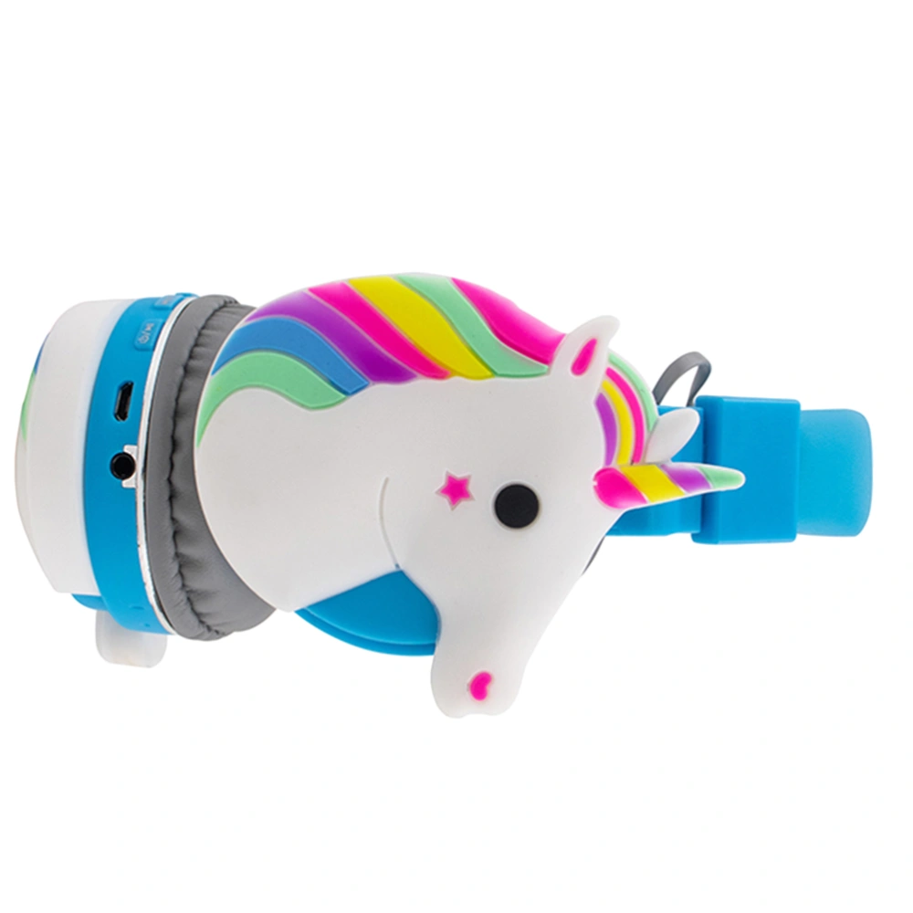 1PC Head-mounted Type Wireless Headset Cartoon Animal Wireless Earphone Head Wearing Headphone for Girl (Rainbow Horse Style)