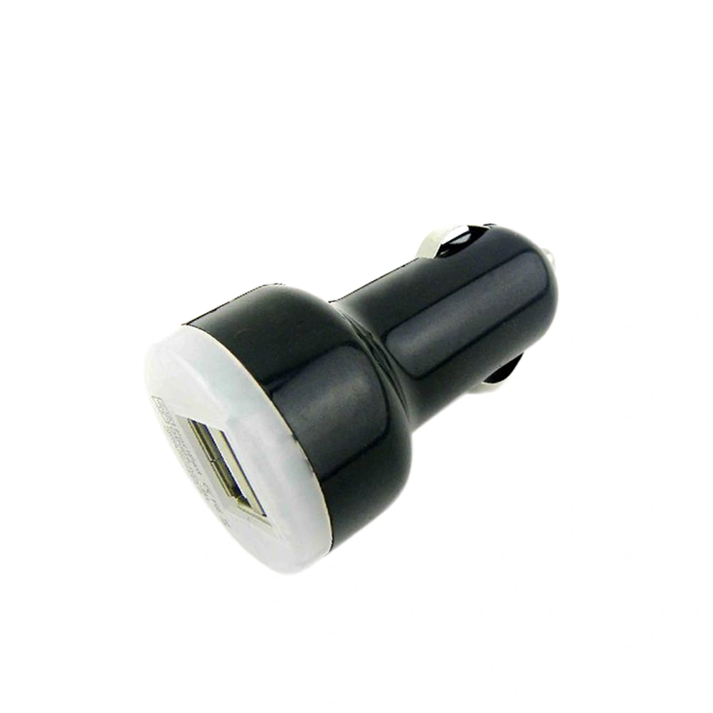 2.1A USB Universal Car Charger Mini Bullet LED Double USB 2-Port Car Charger Adaptor for Mobile Phone (Black)