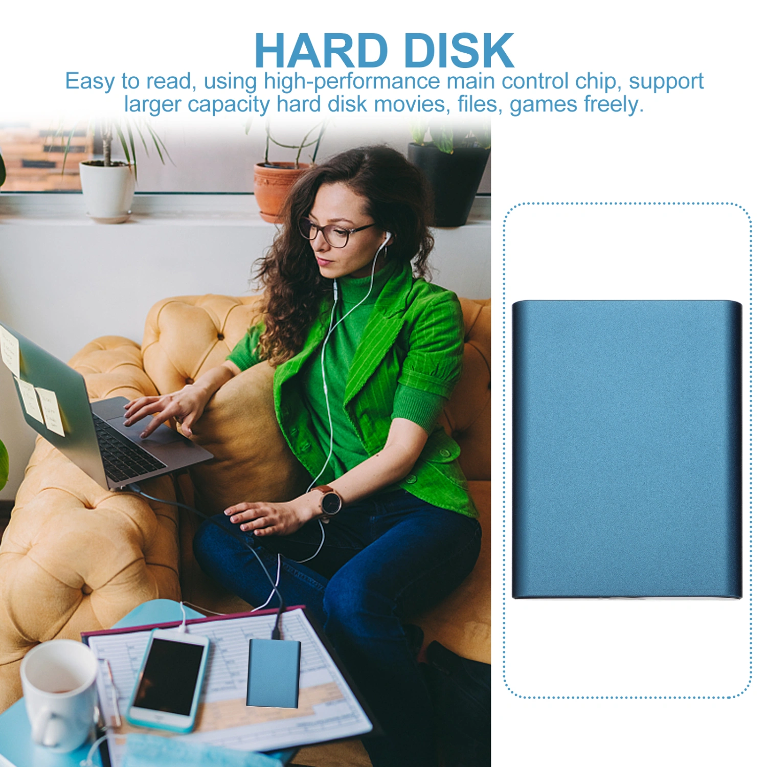1pc Mobile SSD Mini Expansion Hard Disk Portable Hard Drive External Hard Drive