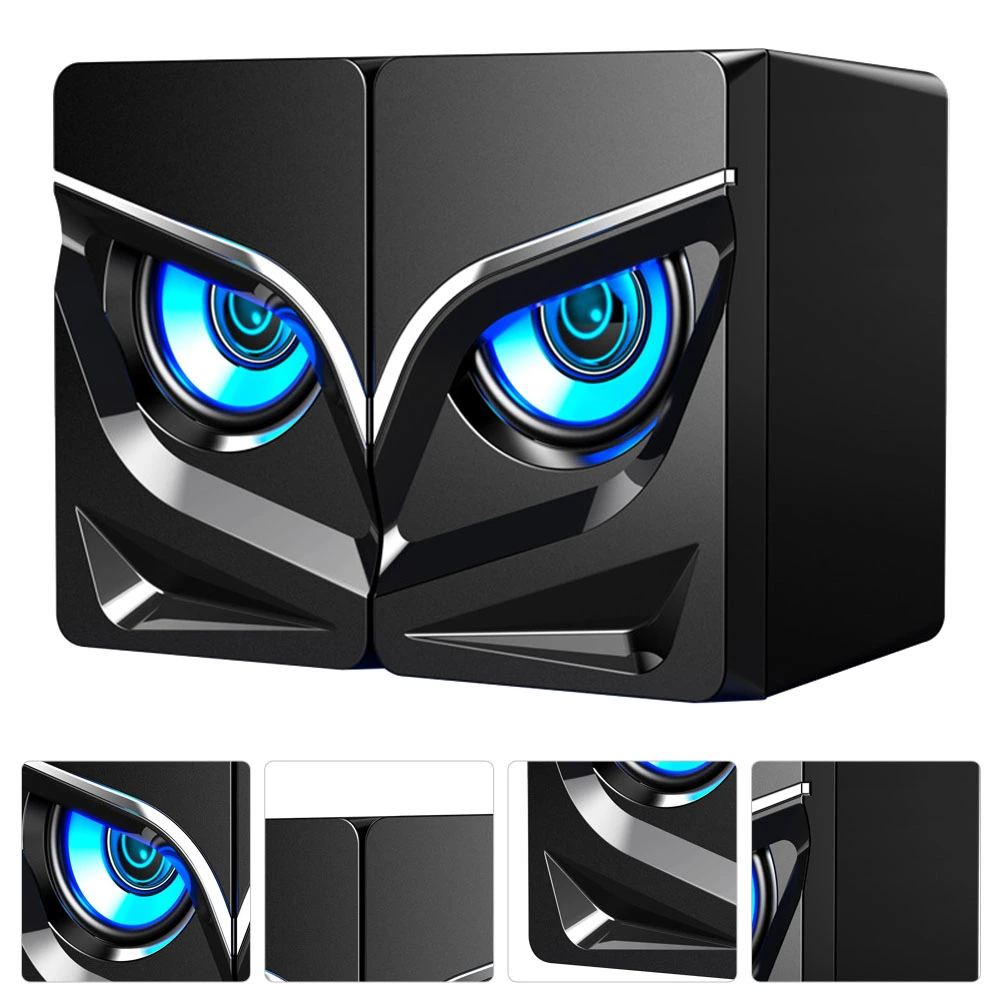2pcs USB Wired Computer Speakers Colorful Lighting Effect Speaker Computer Audio