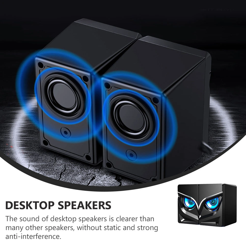 2pcs USB Wired Computer Speakers Colorful Lighting Effect Speaker Computer Audio