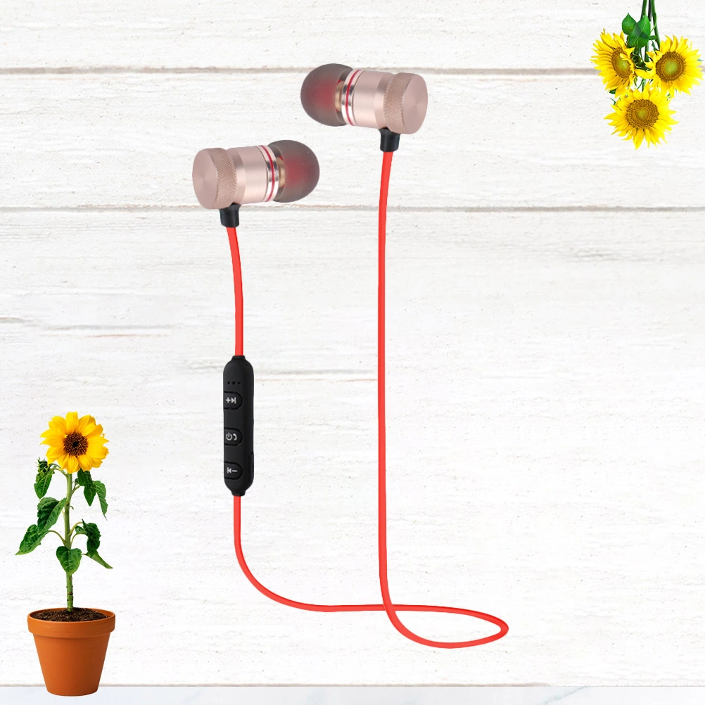 Magnetic Wireless Headset Wire Control In-Ear Headphones Handsfree Stereo Earphone (Golden)