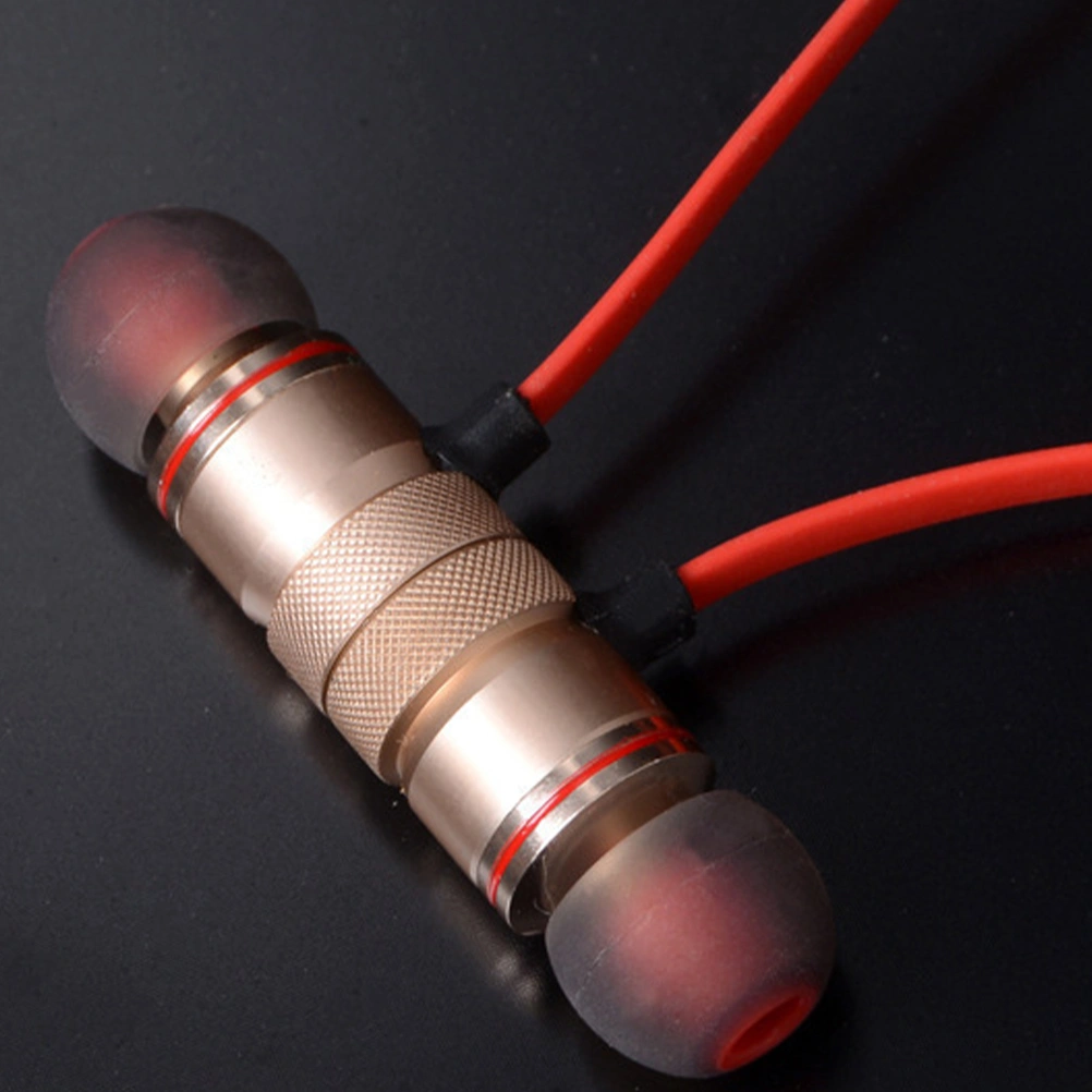 Magnetic Wireless Headset Wire Control In-Ear Headphones Handsfree Stereo Earphone (Golden)