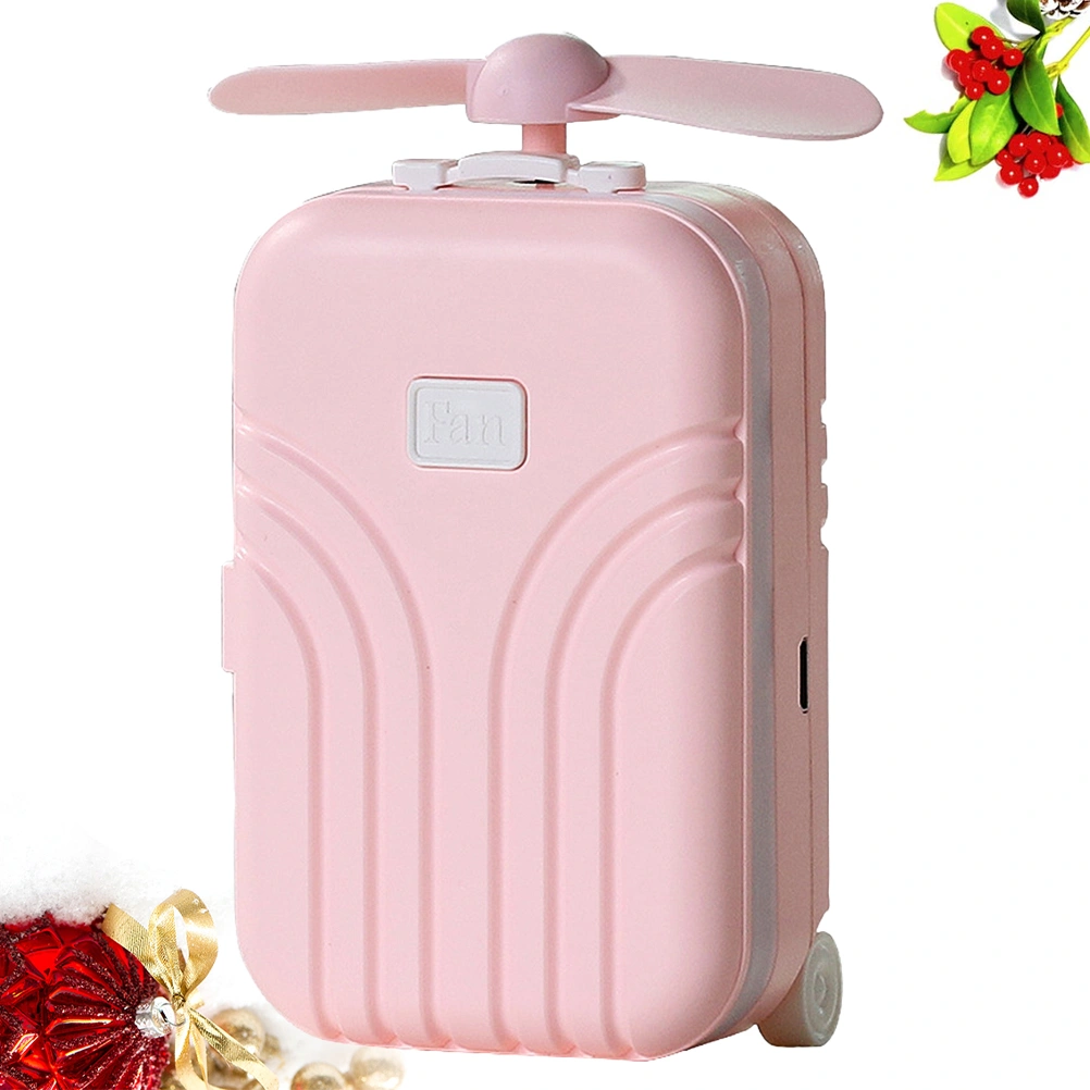 1pc Mini Fan USB Charging Fan Portable Handheld Fan Summer Cooling Fan with LED Mirror for Home Office School（Pink）