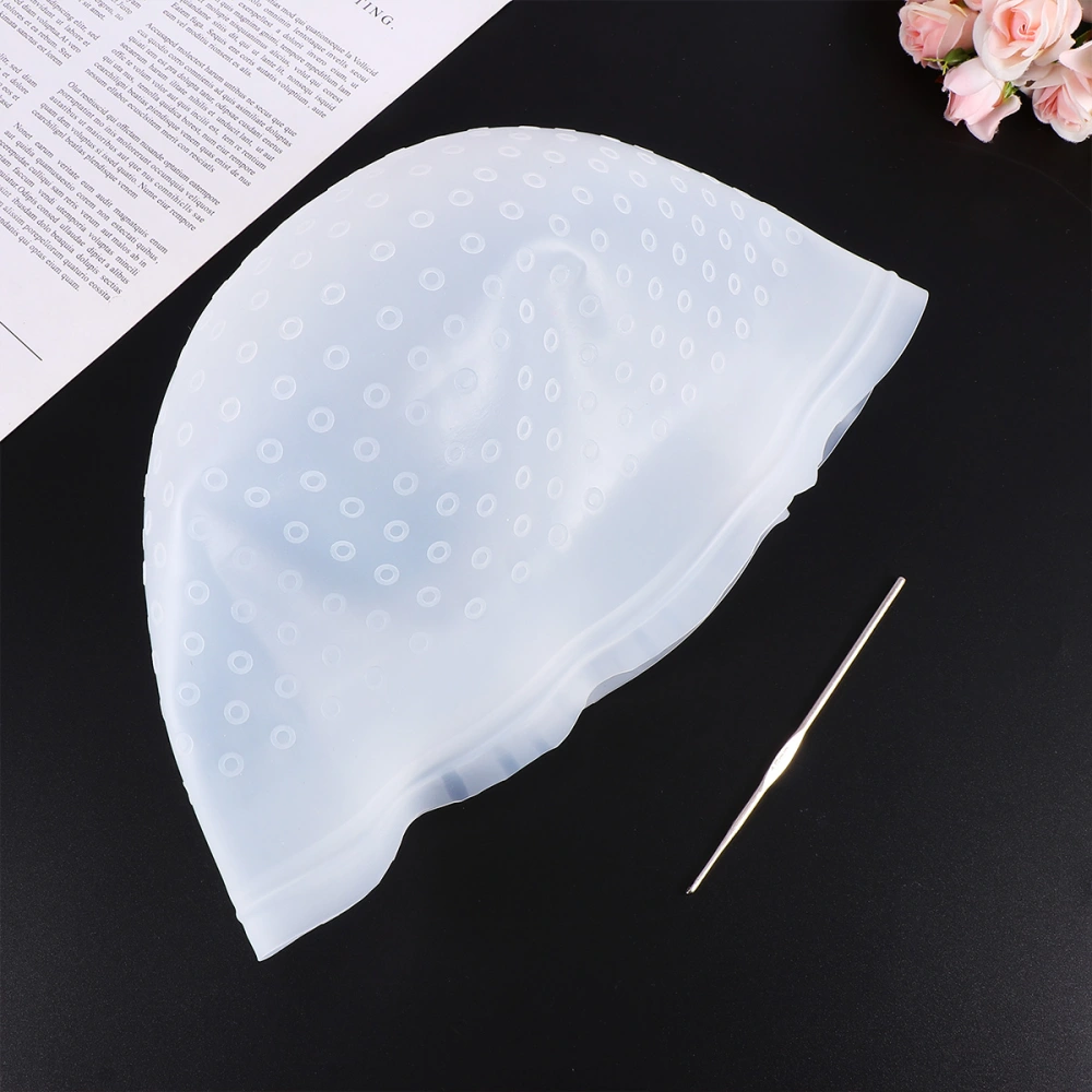 1Pc Silicone Hair Hair Highlight Oil Treatment Hat Elastic Salon Hair Coloring Supply with 1pc Crochet