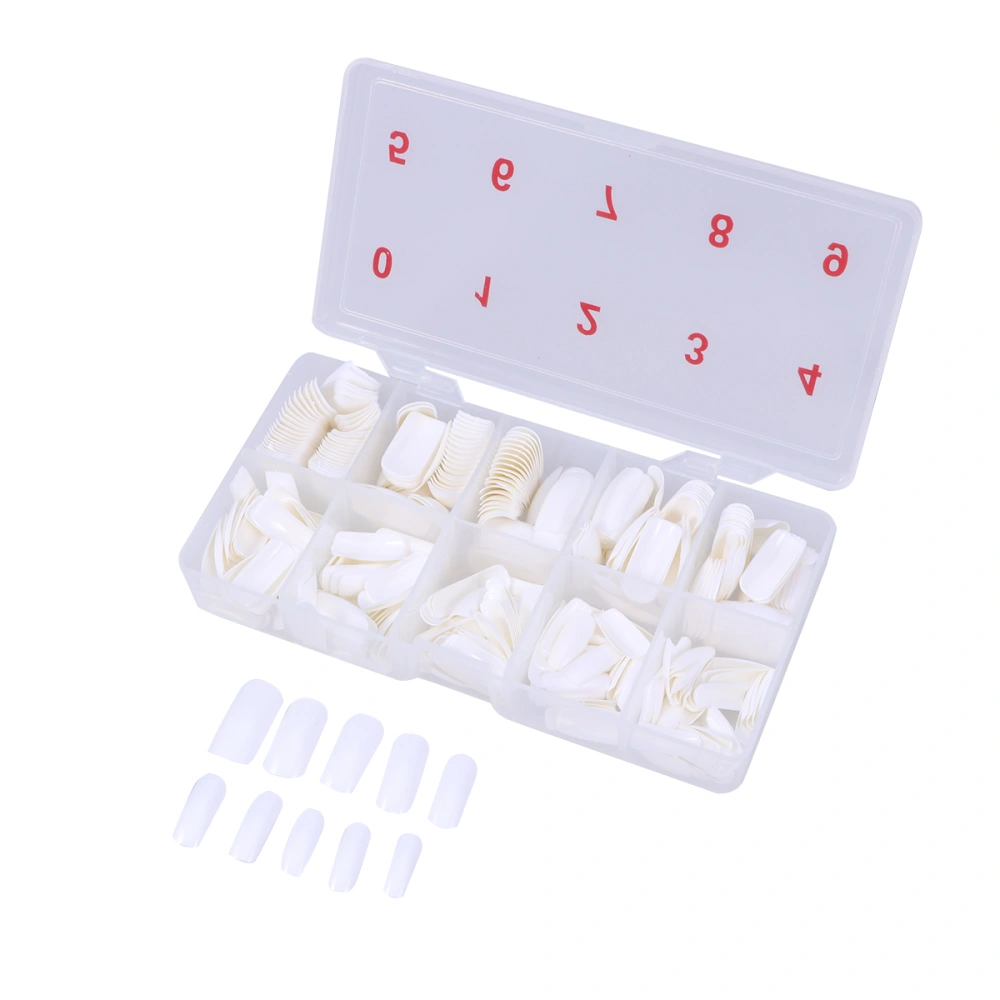 500pcs Artificial French Nail Tips Full Cover False Nails Artificial Tips with Box for Art Salons Home DIY Manicure(White)