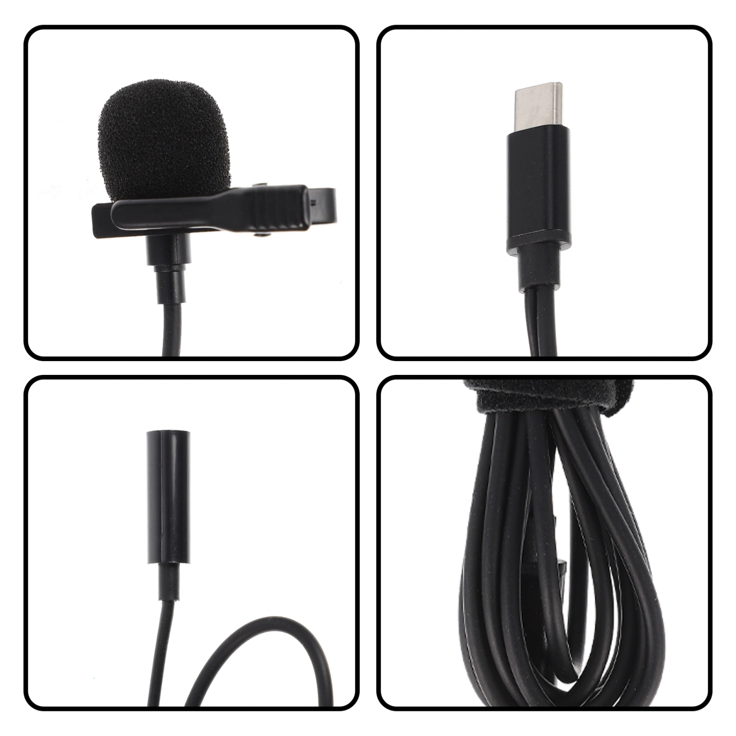 Lavalier Microphone Clip On Recording Mic USB Type-c Mic With Headphone Port
