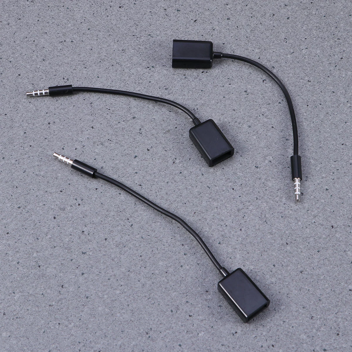 3PCS USB To 3.5MM 12V Vehicle Mounted MP3 Transfer Cable Aux CD Player Audio Cable(Black)