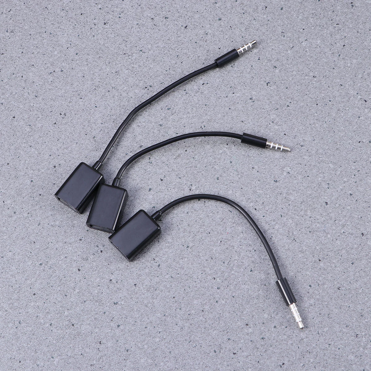 3PCS USB To 3.5MM 12V Vehicle Mounted MP3 Transfer Cable Aux CD Player Audio Cable(Black)