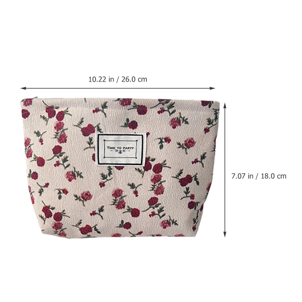 Portable Toiletry Bag Rose Pattern Makeup Bag Travel Cosmetic Bag Makeup Organizer