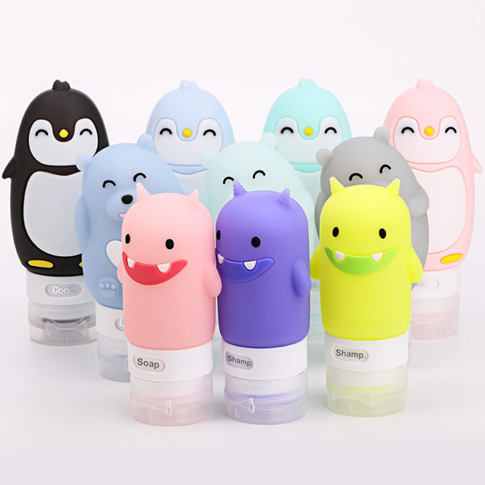 2pcs 90ml Penguin Design Bottles Travel Empty Bottle Silicone Lotion Container Squeeze Bottles Dispensers Subpackaging Bottles (Random Color)