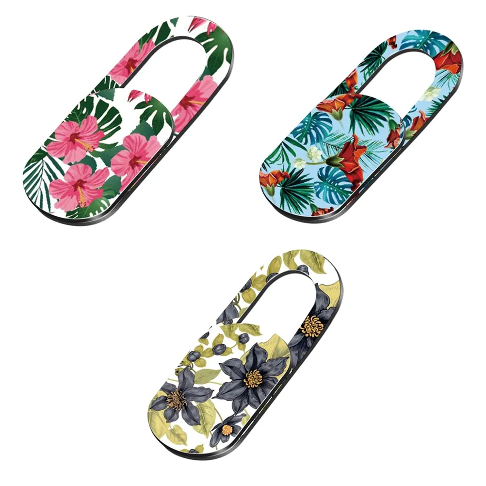 3Pcs Laptop Camera Cover Slide Floral Pattern Webcam Privacy Lens Protector
