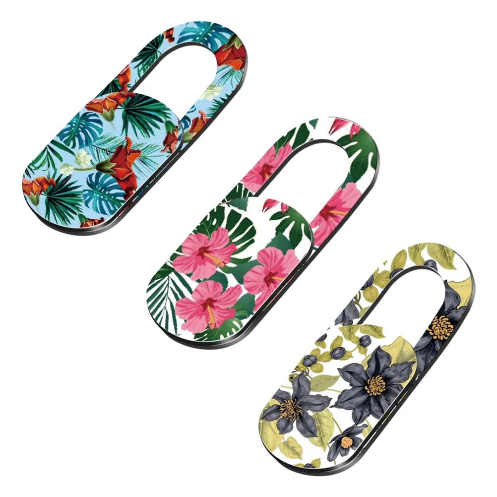 3Pcs Laptop Camera Cover Slide Floral Pattern Webcam Privacy Lens Protector
