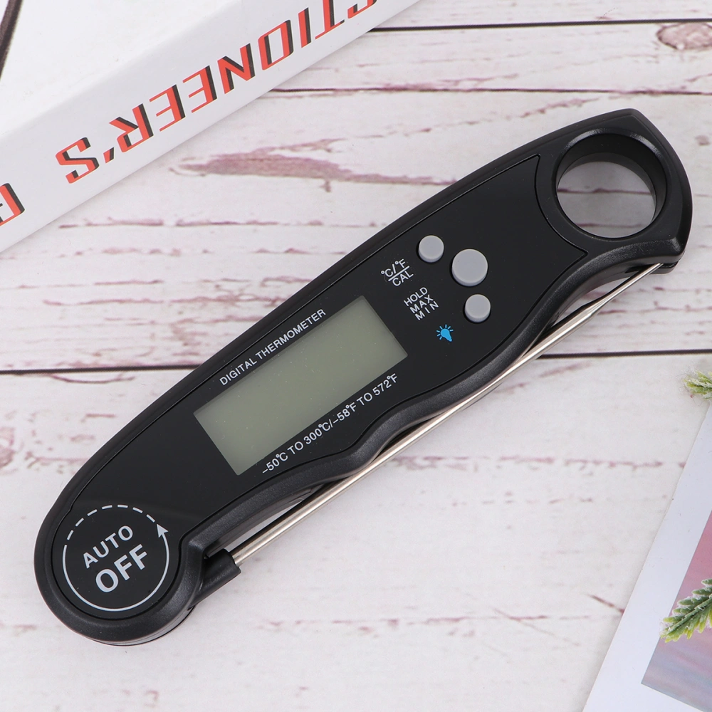 Folding Digital Food Thermometer -50℃ to 300℃ Instant Read Waterproof Kitchen Cooking Thermometer with Probe for Milk Barbecue BBQ Meat Water (Black)