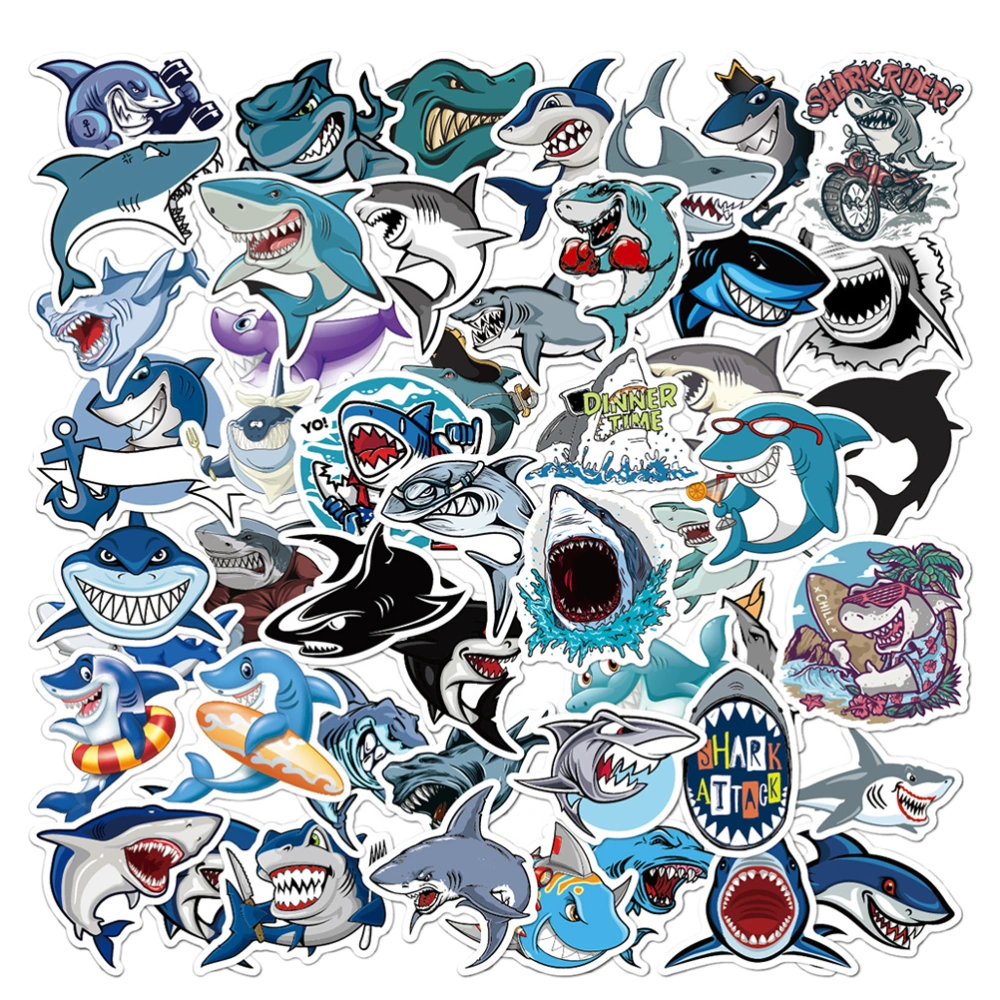 100 Sheets/2 Packs Creative Shark Sticker Decorative Scrapbook Stickers Waterproof Computer Fridge Sticker for Kids Children