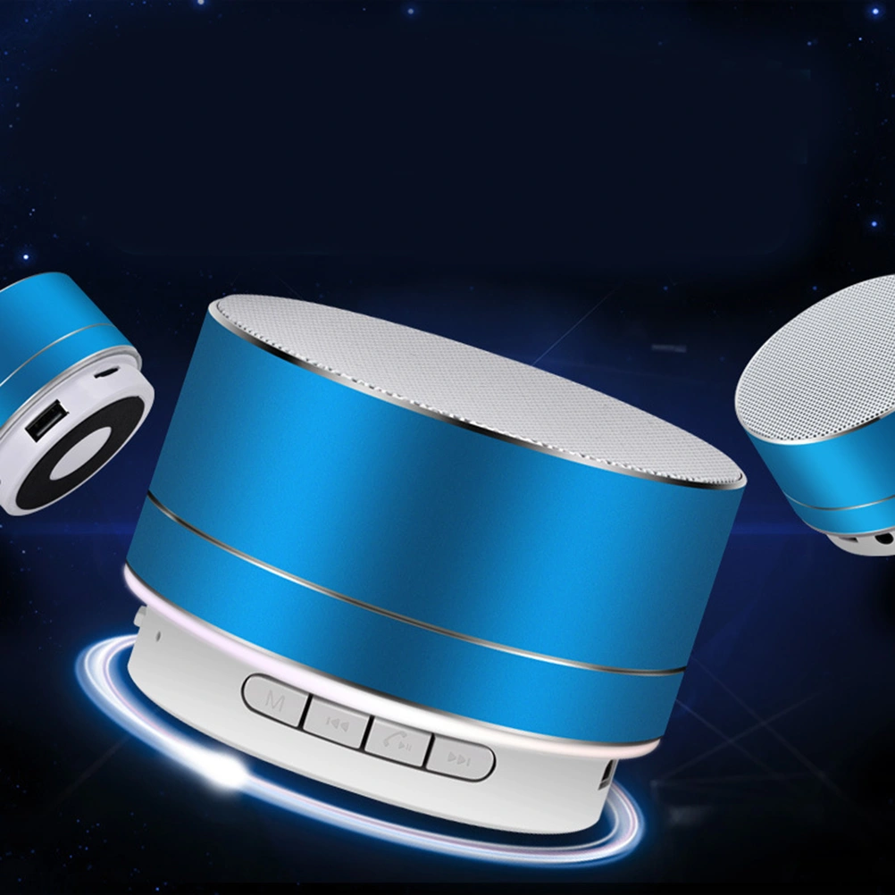 Aluminum Alloy WirelessSpeakersOutdoor portable Mini Metal Speaker with LED Lights Support TF FM Radio (Blue)