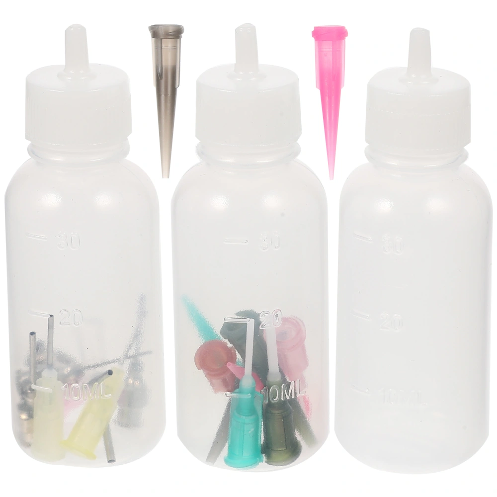 1 Set of Pigment Needle Bottles Squeeze Bottles Refillable Empty Tip Applicator Bottles(30ml)