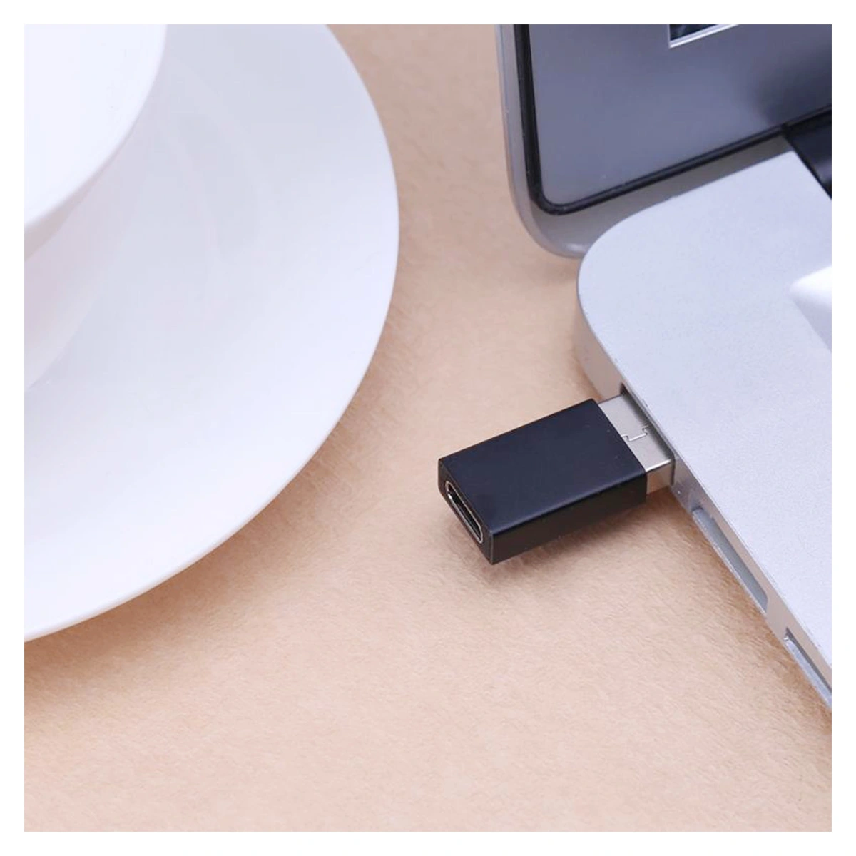 2PCS Mini ABS USB 3.0 Male To Type-C Female Adapter OTG USB3.0 To USB C Adapter Converter for Smartphones Tablet (Black and White)