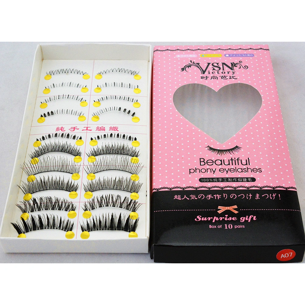 10 Pairs Handmade Invisible Clear Strip Band Thick Long Natural Curly Japanese Fluctuation Fake Eyelash Upper and Lower Bottom Mixed Style False Eyelashes