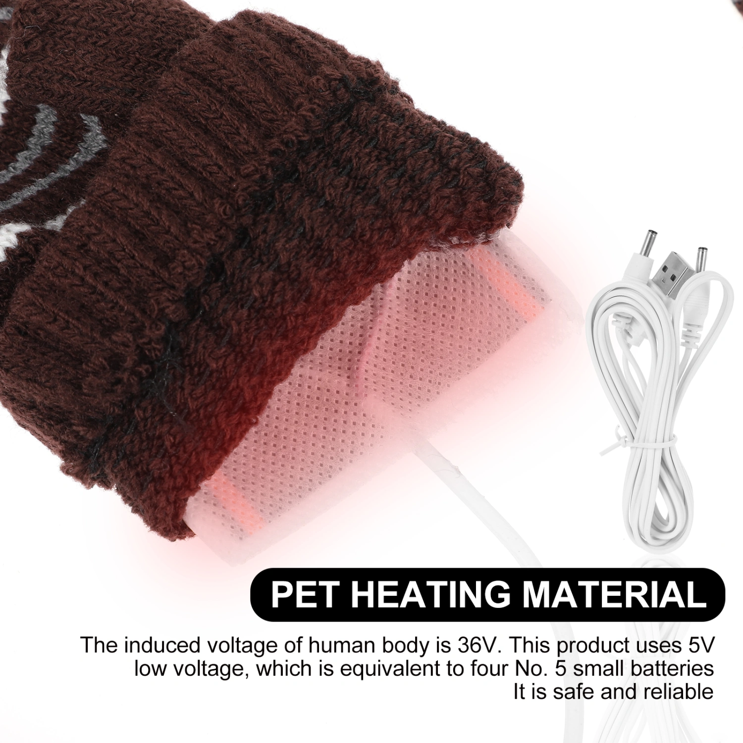 2 Pairs USB Heated Gloves Wool Heating Mittens Hands Warmer Fingerless Gloves