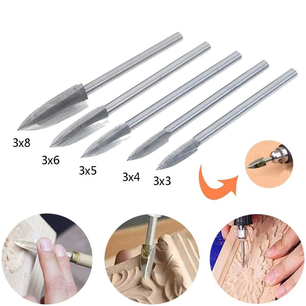1 Set/5PCS Engraving Drill Bit Steel Universal Fitment Wood Carving Drill Bit