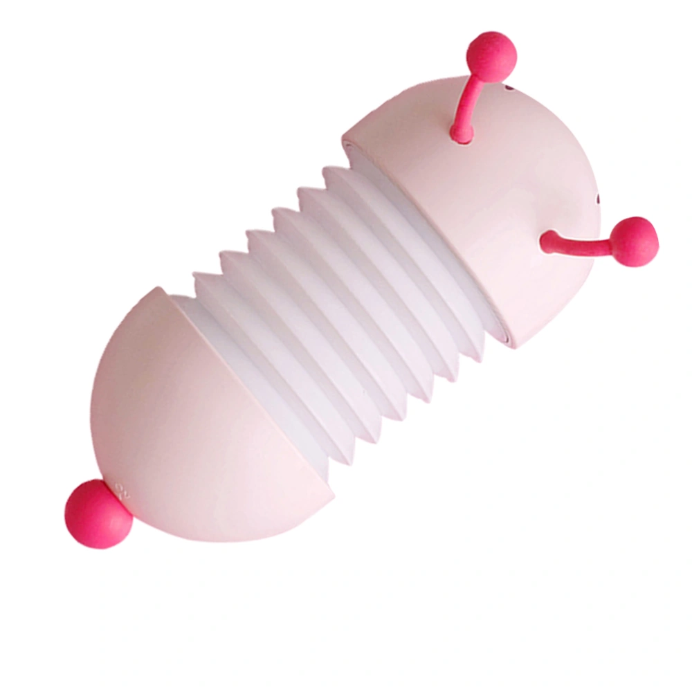 Night Light Caterpillar LED Bedside Lamp USB Rechargeable Table Lights Telescopic Foldable Lamp for Nursery Kids Room Bedroom (Pink)