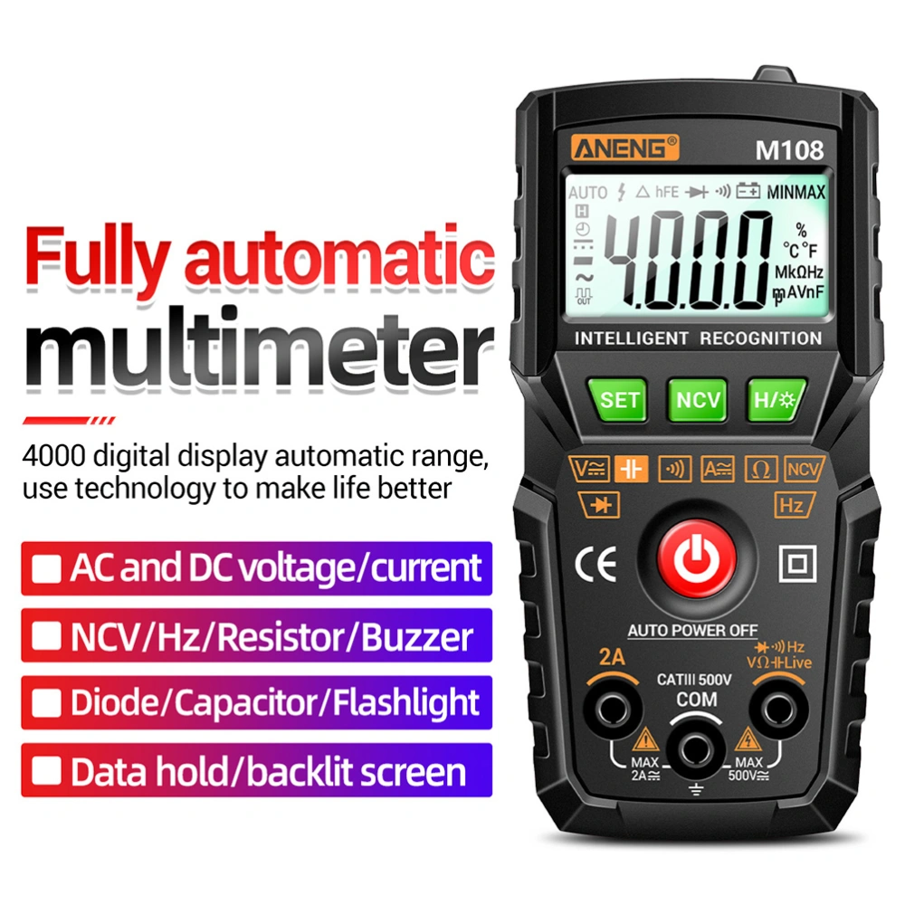 Digital Multimeter 4000 Counts Volt Meter Digital Multimeter Auto-ranging Tester