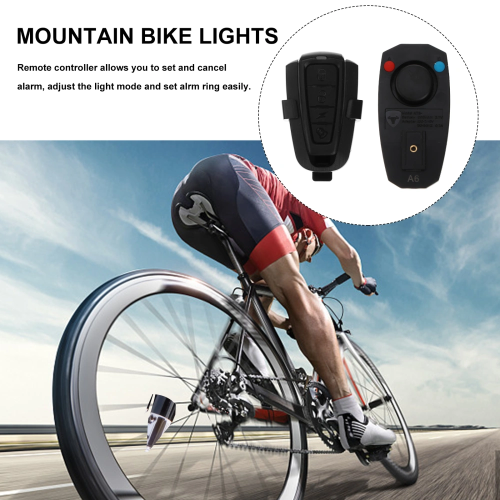 A6 USB Rechargeable Key Fob Controlled Waterproof Bike Tail Light Rear Light Cycling Anti-theft Alarm Warning Light Safety Flashing Lamp LED Back Flashlight for Mountain Bike