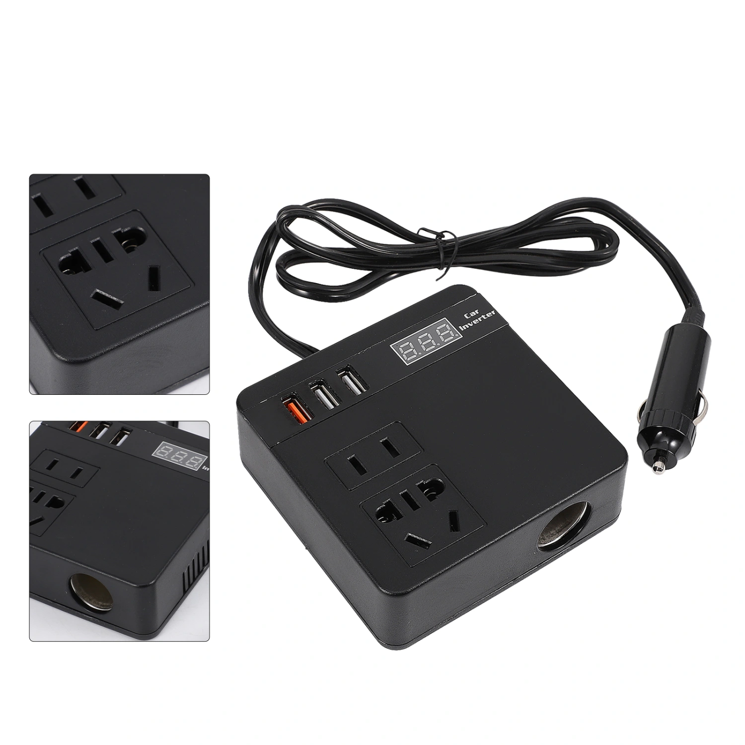 1Pc Car Power Inverter DC 12V 24V to 220V Inverter with Switch and LCD Screen