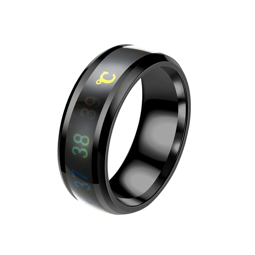 1pc Smart Temperature Titanium Steel Ring Couple Number Color Change Ring Hand Jewelry Size No.7