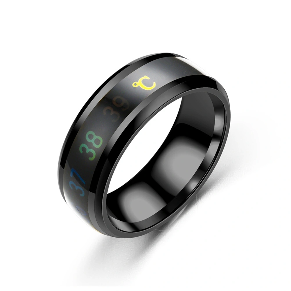 1pc Smart Temperature Titanium Steel Ring Couple Number Color Change Ring Hand Jewelry Size No.7