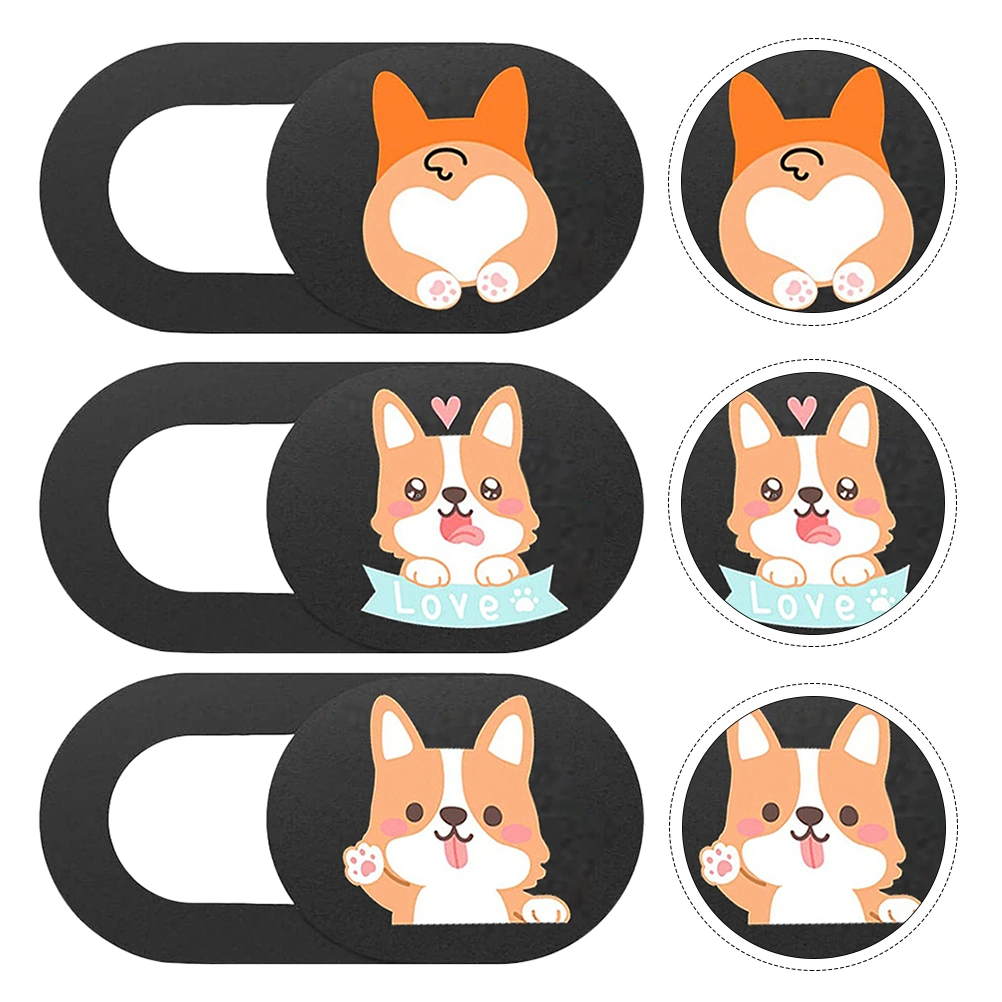 3PCS Camera Cover Slide Blocker Dog Pattern Privacy Protection Webcam Cover
