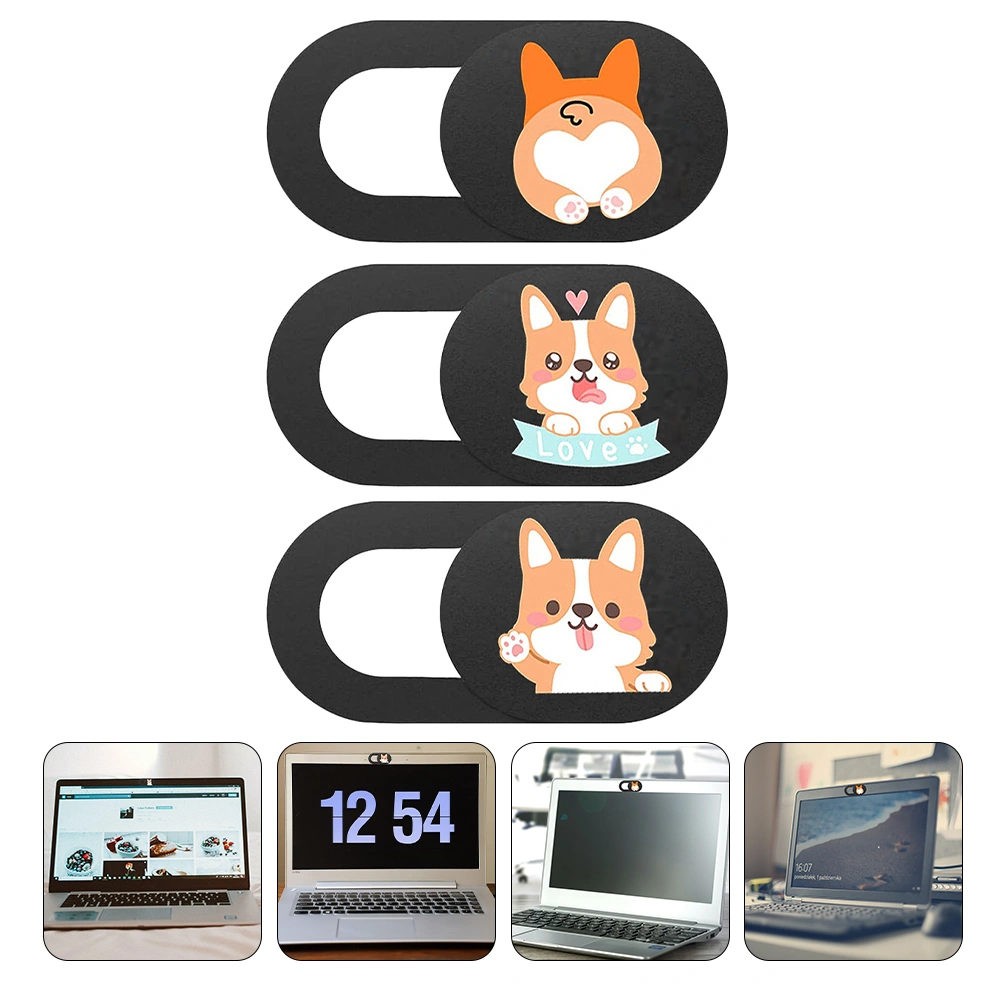 3PCS Camera Cover Slide Blocker Dog Pattern Privacy Protection Webcam Cover