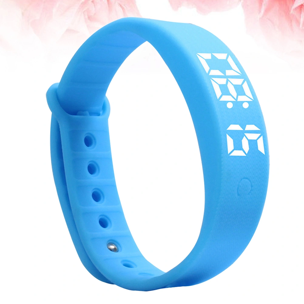 Waterproof Men Women Sports Pedometer Fitness Bracelet LED Touch Screen Temperature Monitoring Smart Wristband (Blue)