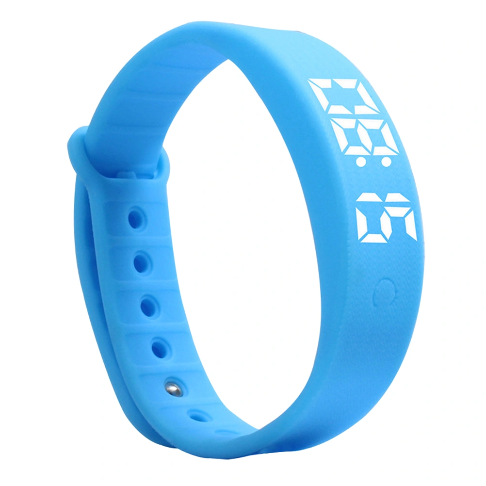 Waterproof Men Women Sports Pedometer Fitness Bracelet LED Touch Screen Temperature Monitoring Smart Wristband (Blue)