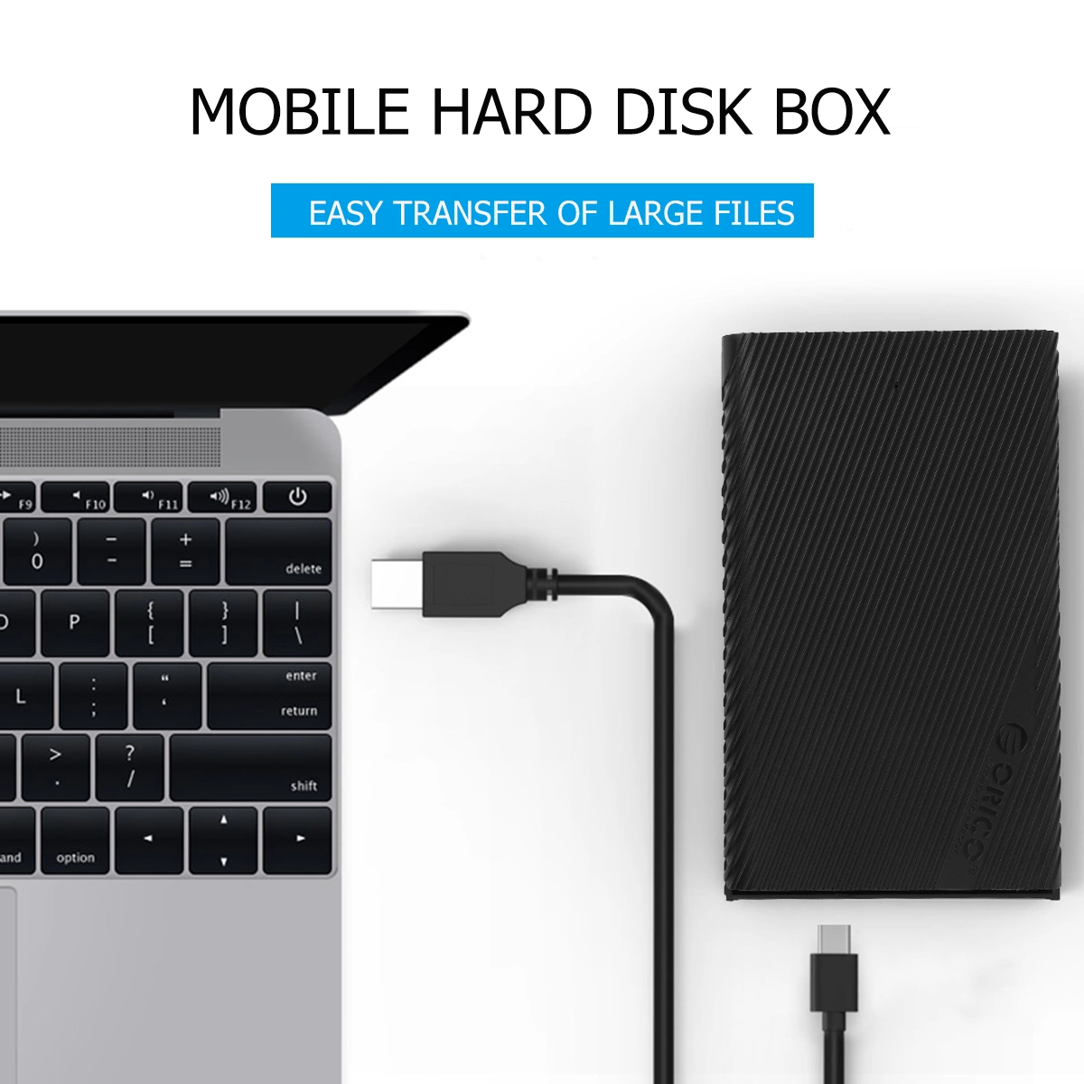 USB3.0 Mobile Hard Disk Box 2.5 Inch Solid State Drive Box SSD External Hard Drive Case (Black)