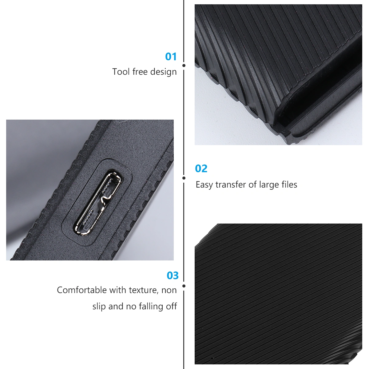 USB3.0 Mobile Hard Disk Box 2.5 Inch Solid State Drive Box SSD External Hard Drive Case (Black)