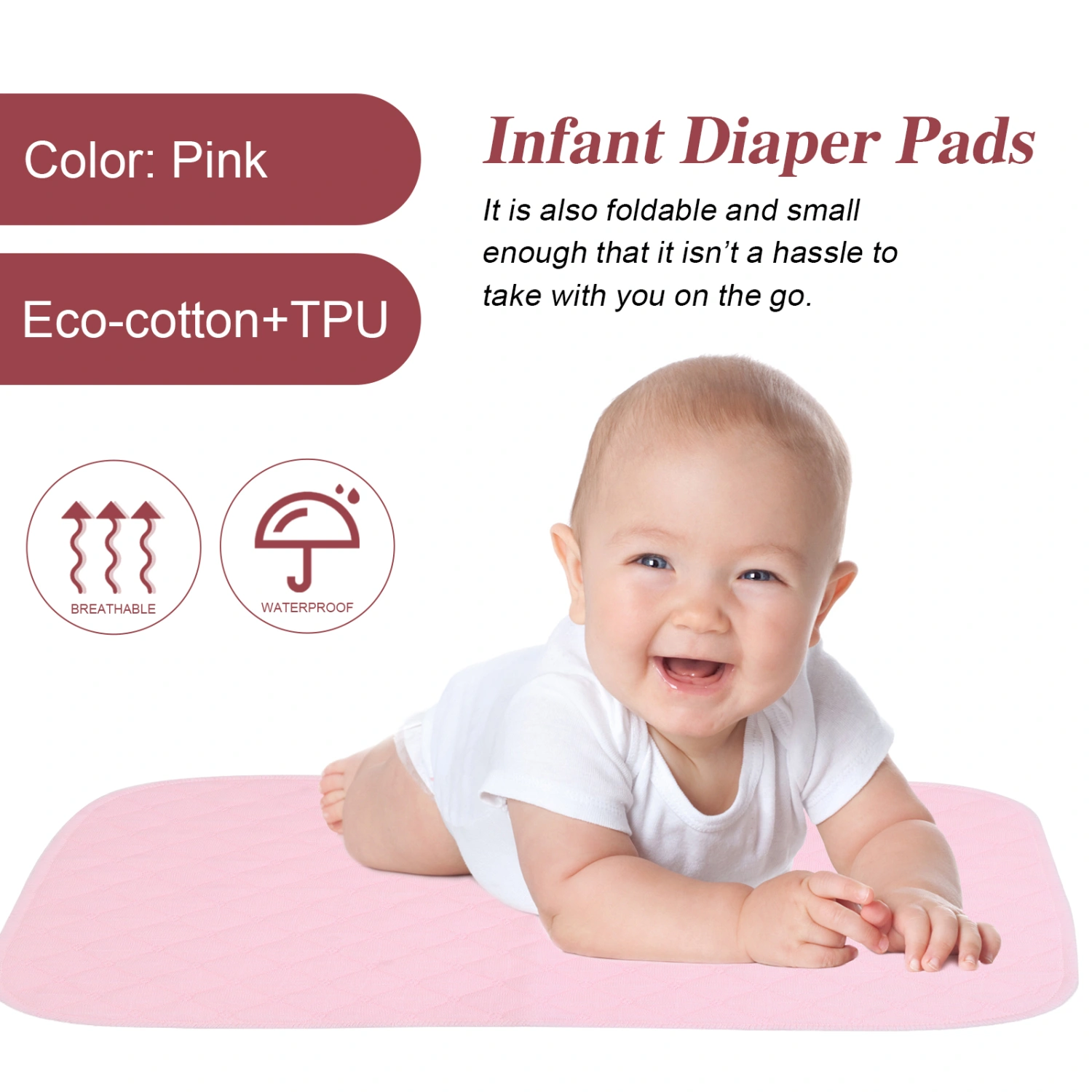5pcs Eco Cotton TPU Waterproof Diaper Pads Baby Diaper Cushions Waterproof Pads