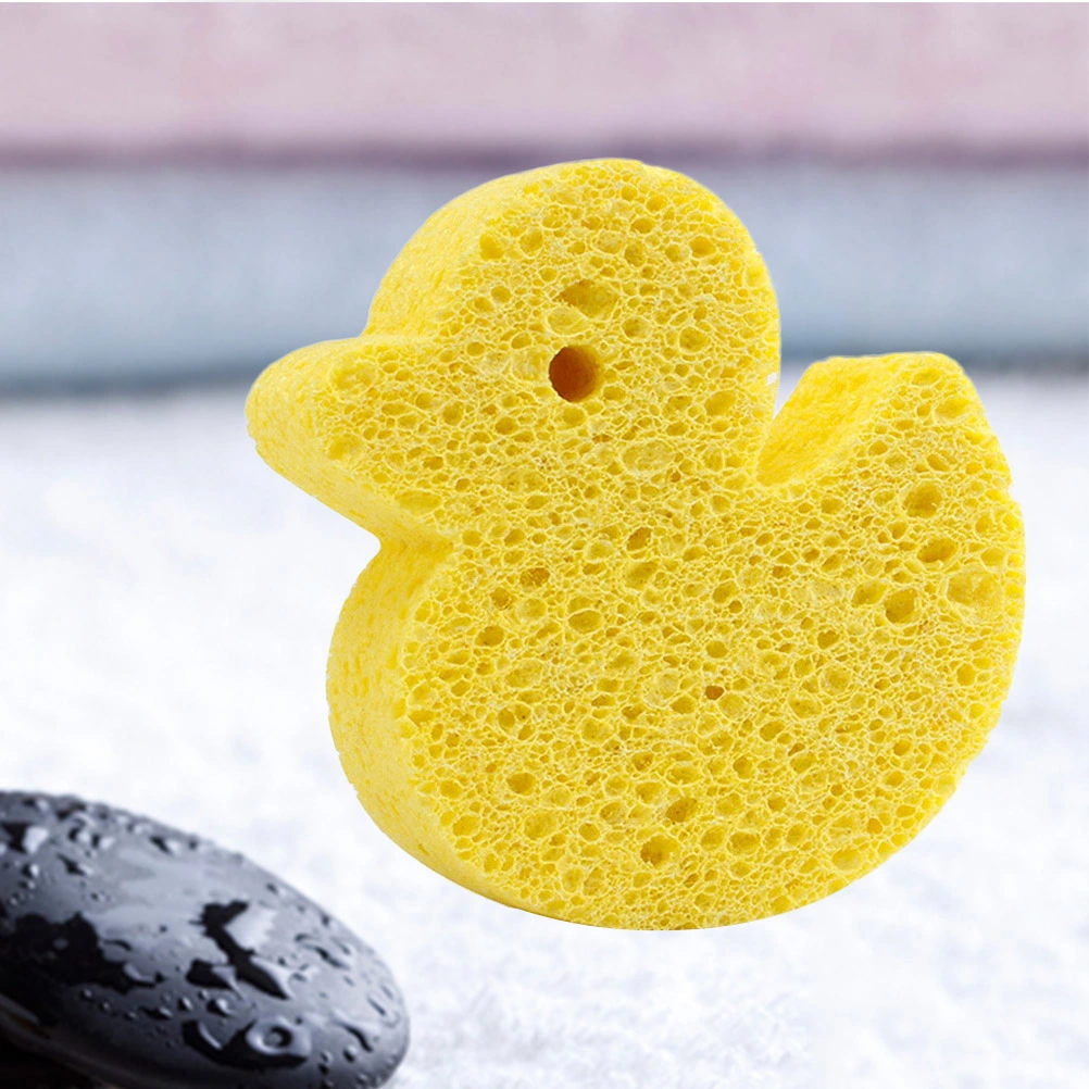 Baby Cartoon Bath Sponge Comfortable Bathing Sponge Pad Shower Supplies (Yellow Duck)