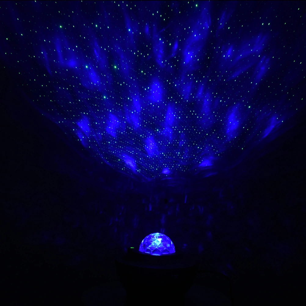 USB LED Projection Lamp Starry Night Music Speaker Projector with Wireless Audio Player (Black)