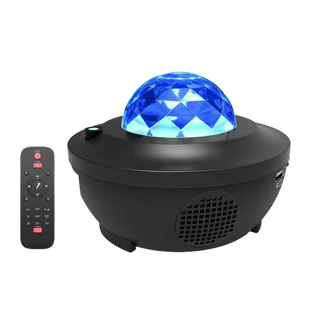 USB LED Projection Lamp Starry Night Music Speaker Projector with Wireless Audio Player (Black)