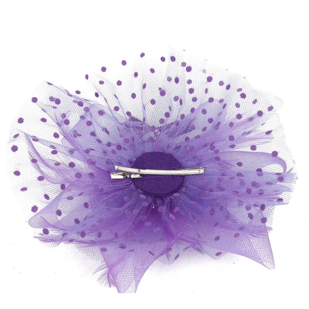 Gauze Feather Headdress Creative Bead Flower Hair Band Bridal Photo Prop Hair (Purple)