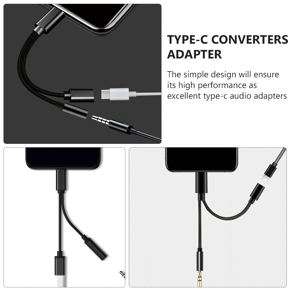 2pcs Type-c Converters Audio Charging Adapters Earphone Converters Adapters