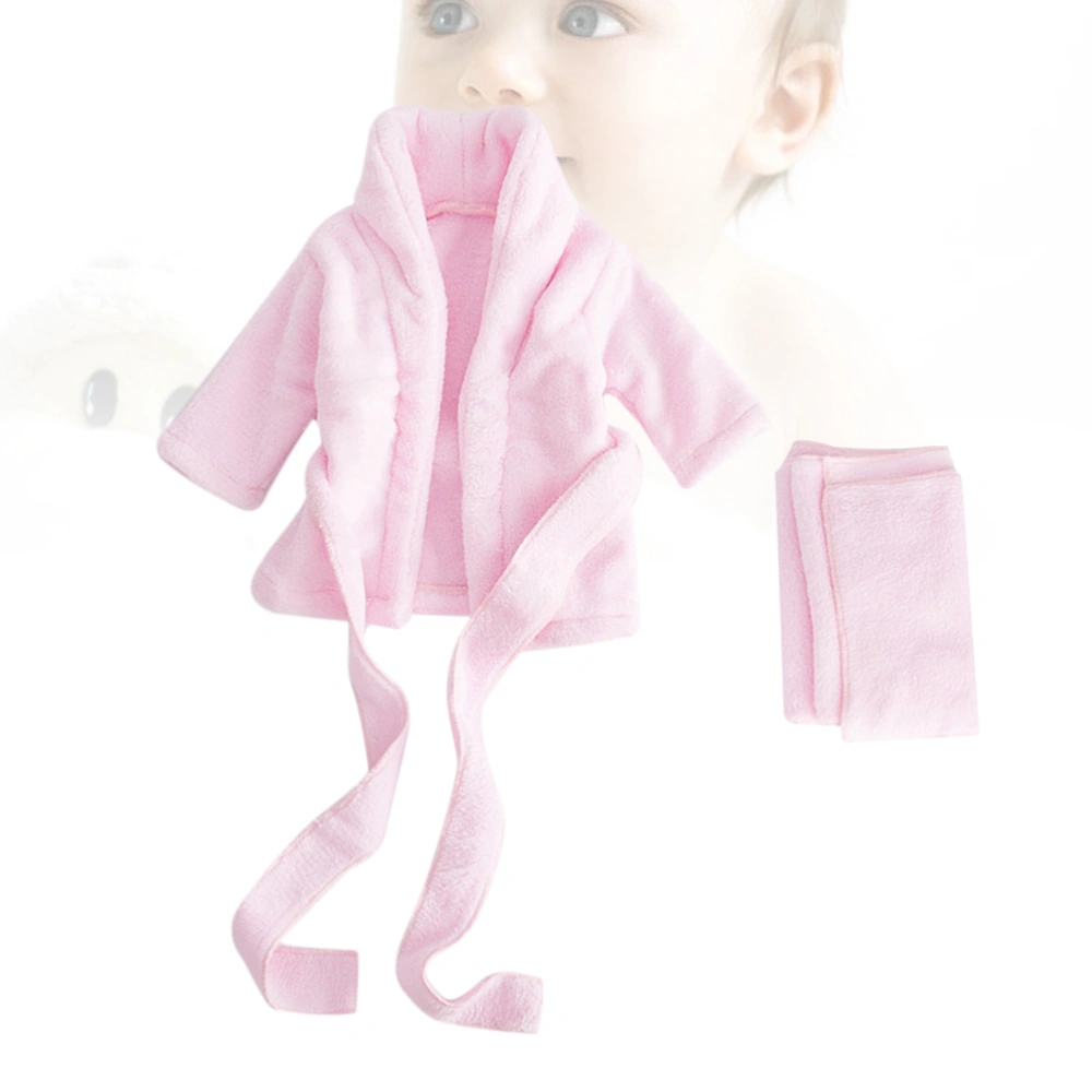 Newborn Bathrobe Pure Cotton Thickened Baby Photo Bathing Suits Photo Garment (Pink Suitable for 3-6 Month Baby)