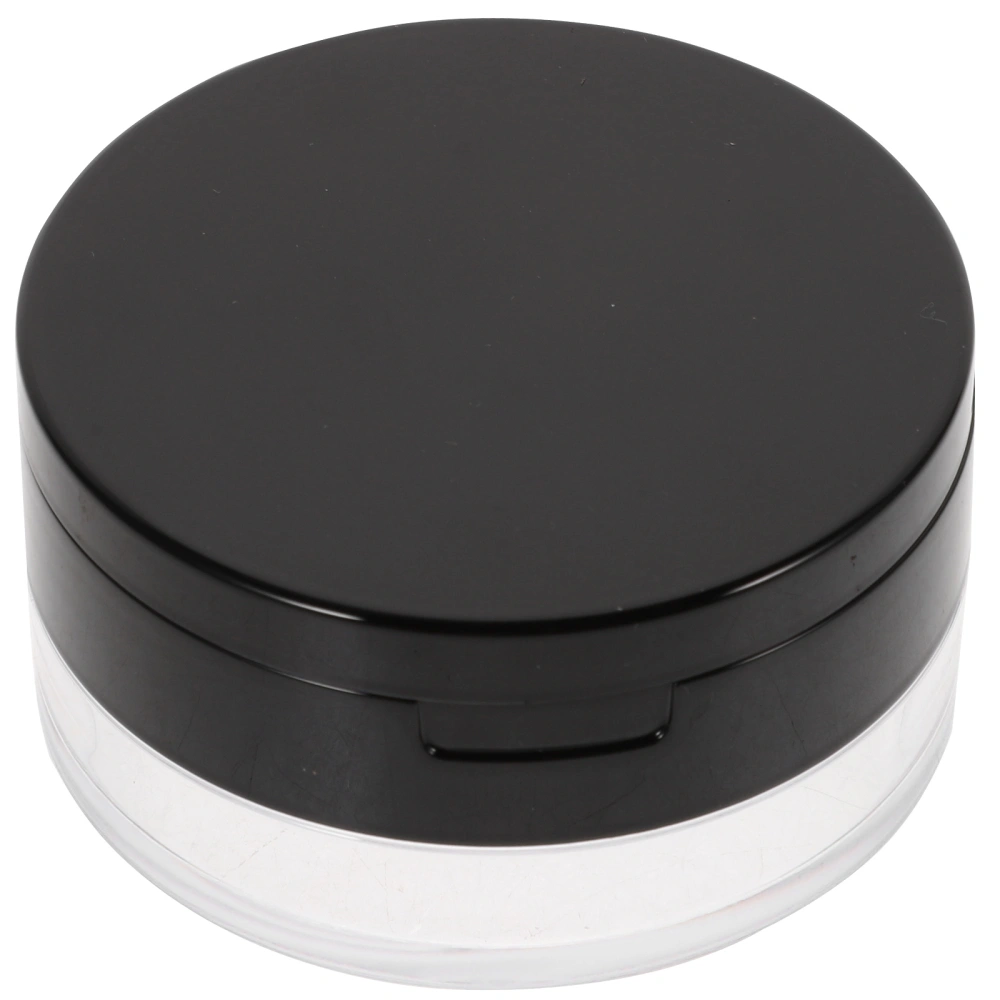 Portable Empty Powder Case Mirror Loose Powder Container Makeup Case with Powder Puff (Black)