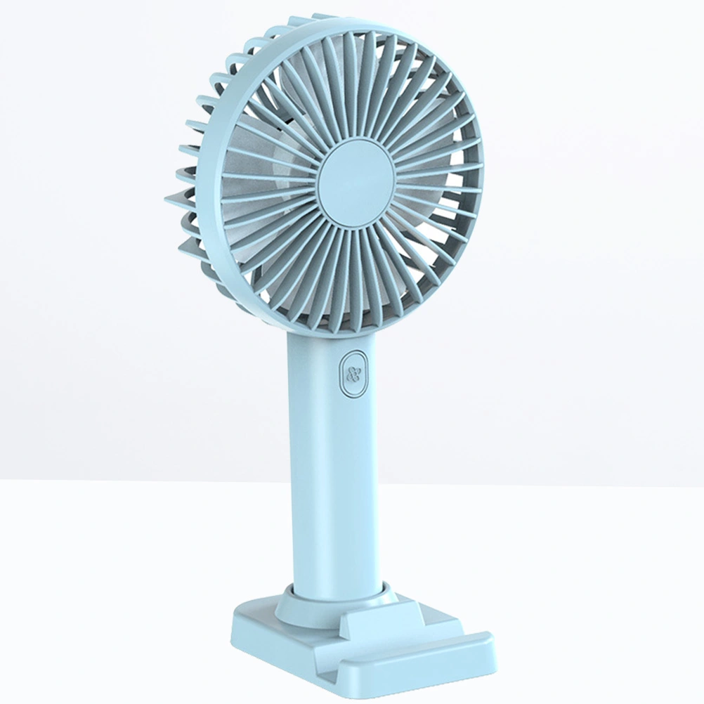 Handheld USB Charging Pocket Fan Portable Mini Fan with Phone Holder for Home Office (Light Blue)